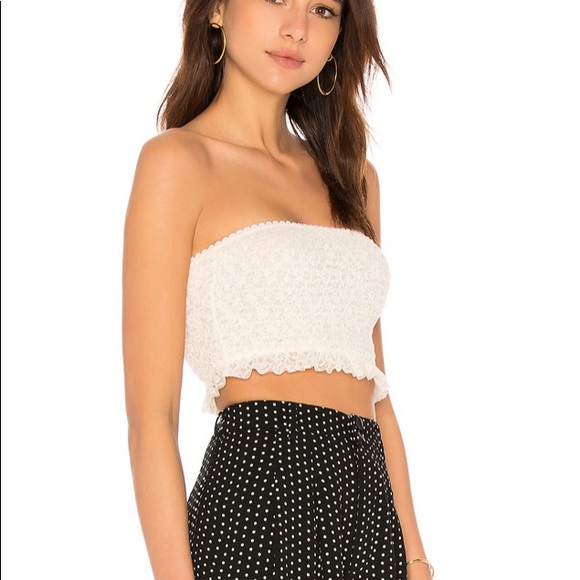 NWT Free People Ivory Callie Smocked Banteau  Top - Picture 6 of 7